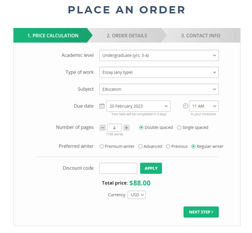 GetEssay order form